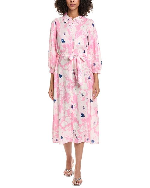 Linen-Blend Midi Shirtdress