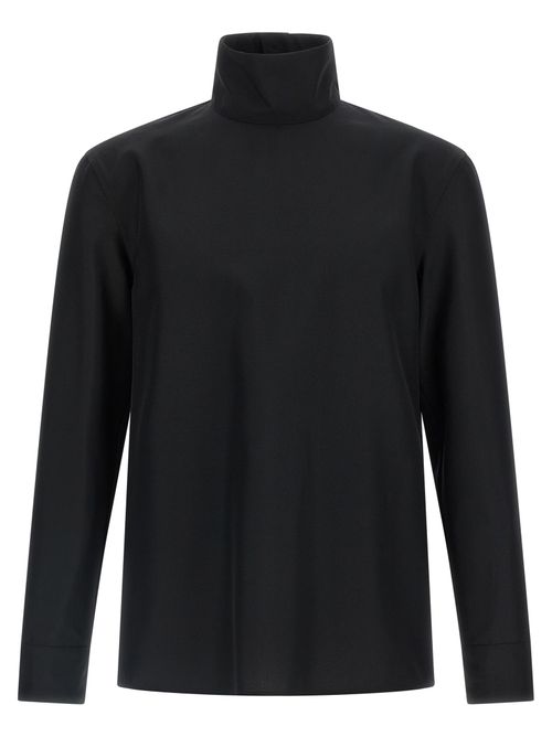 Technical Polyester Blouse — Black