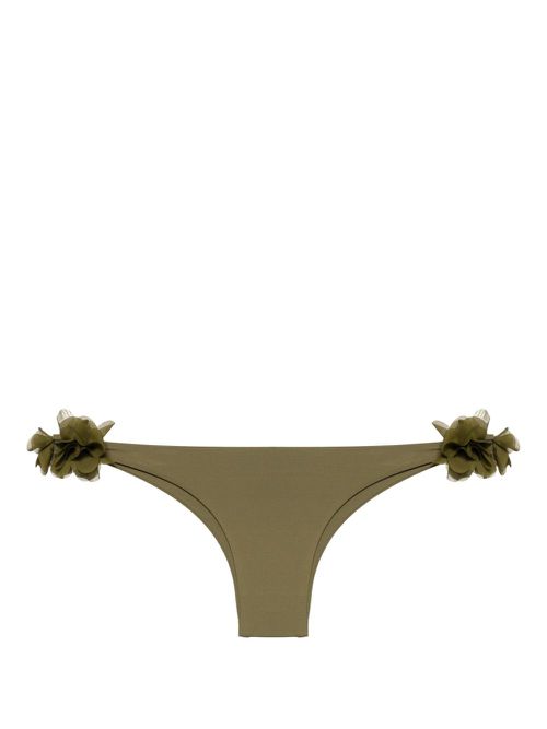 Rasha floral-appliqué bikini bottom - Green