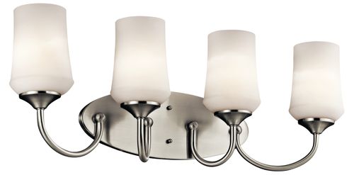 Aubrey 4-Light 4-Arm Bathroom Vanity Light in Brushed Nicke