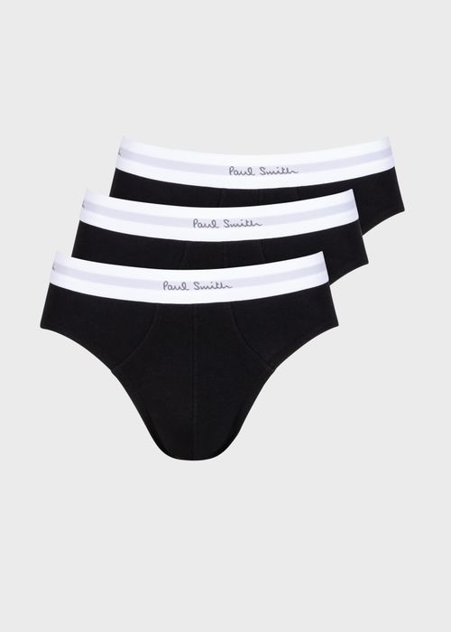 Black Cotton-Stretch Briefs Three Pack