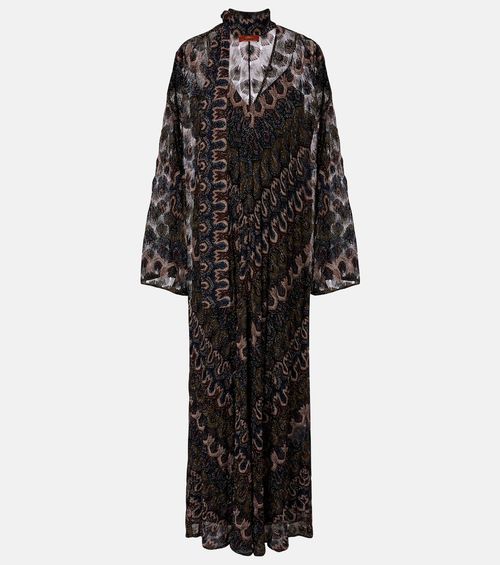 Chevron lamé maxi dress