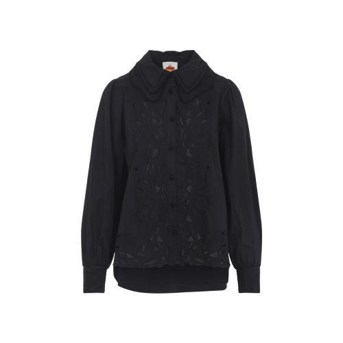 Black Regular Embroidered Shirt