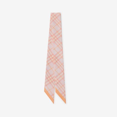 Skinny Contrast Check Silk Scarf