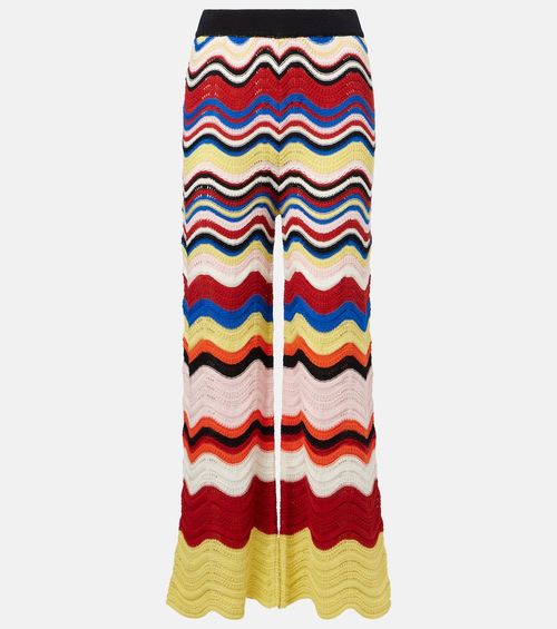 Chevron crochet cotton wide-leg pants