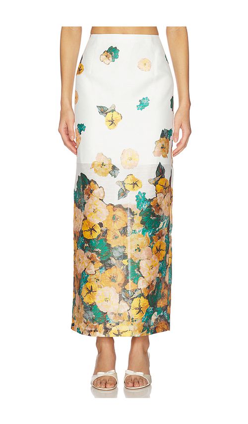 Prabal Gurung Back Slit Maxi Flat Front Pencil Skirt in White,Orange. 4. Also