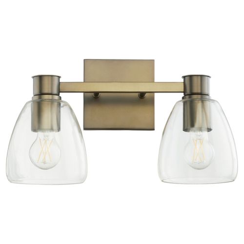 Dark Brass Two Light Vanity from the Relo Collection