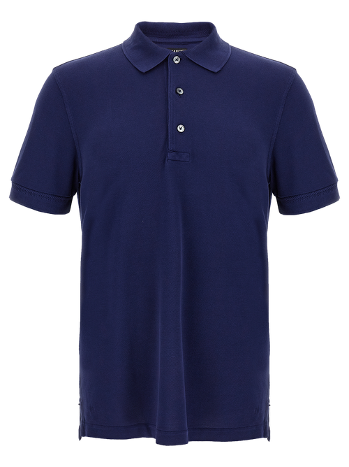 Piqué Cotton-Lyocell Polo Shirt — Navy