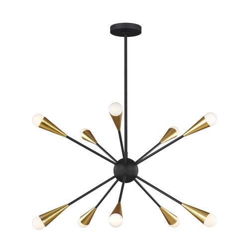 Visual Comfort Studio Jax 10-Light Chandelier in Midnight Black And Burnished Brass by Ellen Degenere