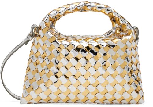 Bottega Veneta Silver & Gold Mini Hop Bag