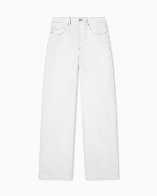 Relaxed Fit Optic White Jeans in Rigid Denim
