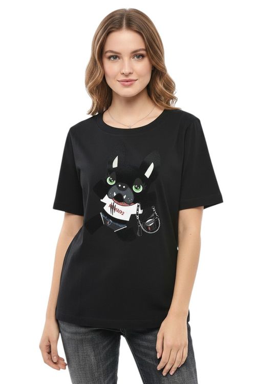 Black Graphic Crew Neck T-Shirt
