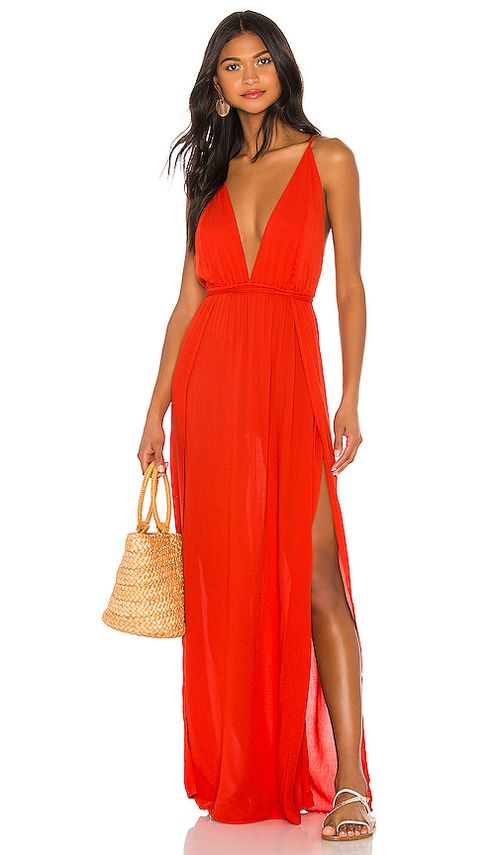 Indah River Maxi Dress in Red. XS. Also in S