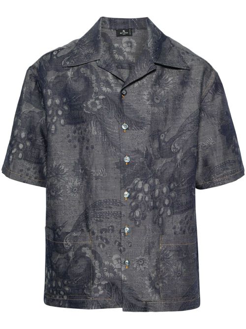 Patterned-jacquard shirt - Blue