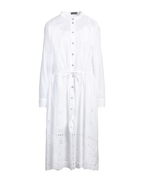 Van Laack Woman Midi dress White Size 16 Cotton, Polyester