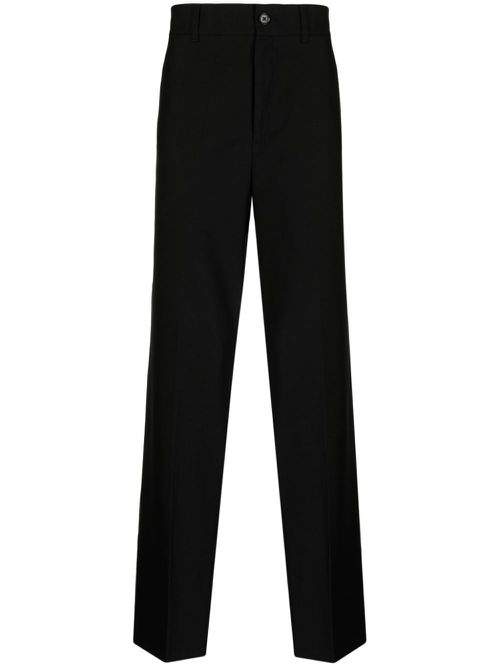 Lambs wool straight-leg trousers - Black