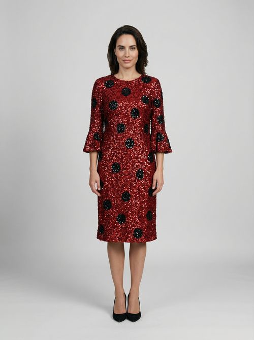 Sequin Cocktail Dress — Red