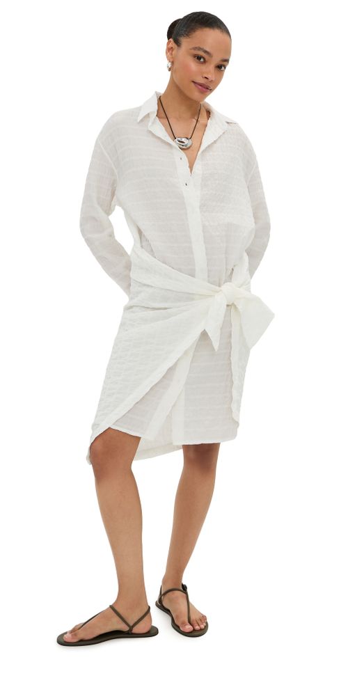 Hollis Checked Dress White