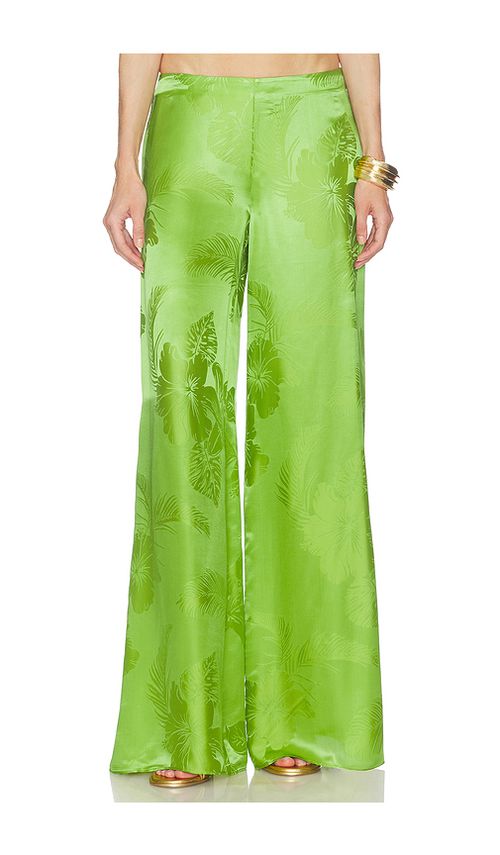 Retrofete Antoinette Pant in Kiwi Tropical Jacquard - Green. M also in