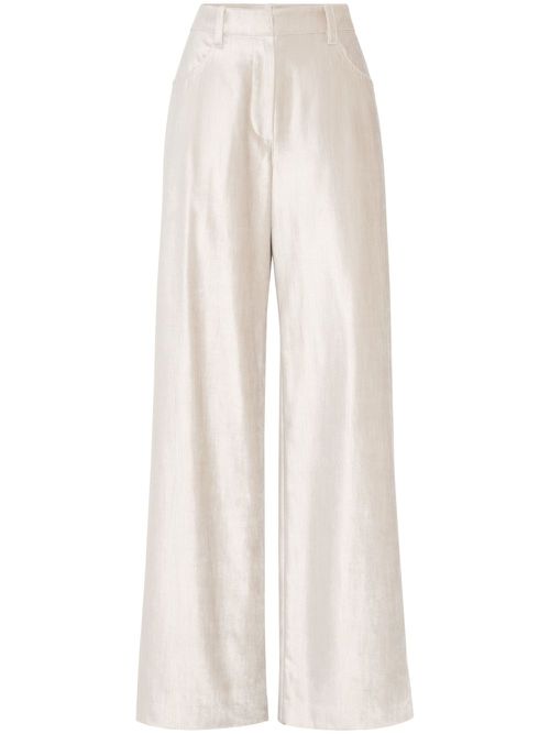 Shimmer-finish wide-leg trousers - Neutrals