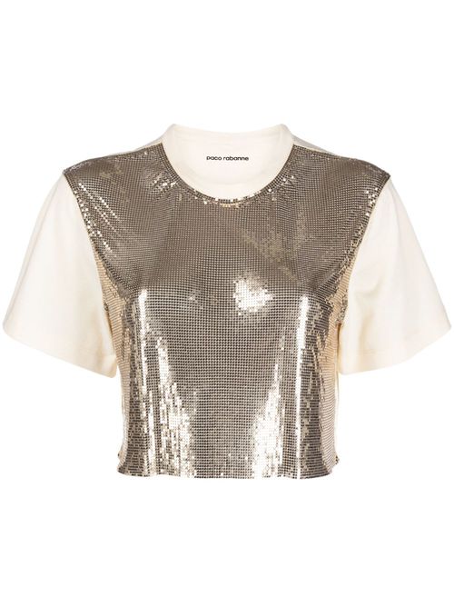 Chainmail-panel cropped T-shirt - Gold