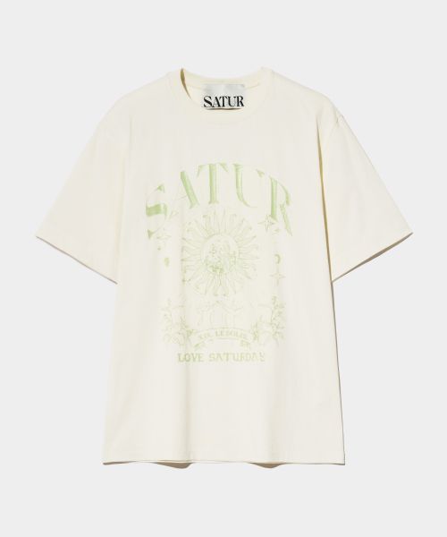 Taro graphic short-sleeved T-shirt cream yellow 