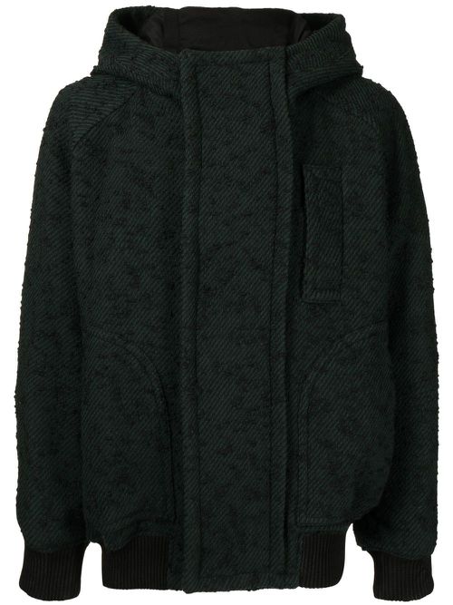 Hooded textured jacket - Green
