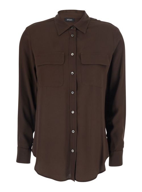Silk-Blend Acetate Shirt — Brown