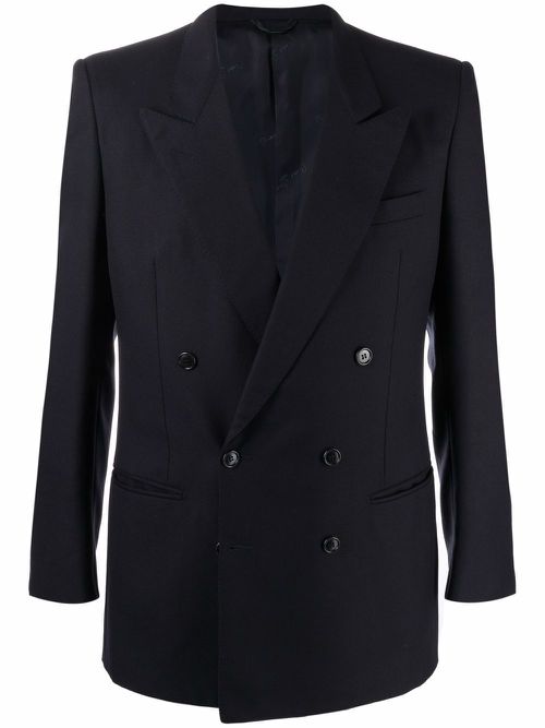 1990s peak lapels double-breasted blazer - Blue