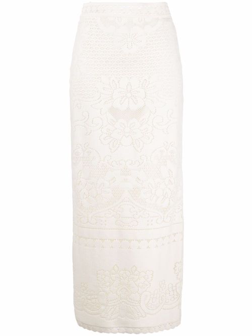 High-waisted heavy lace skirt - Neutrals