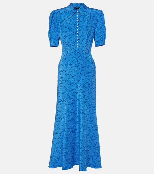 Polka-dot silk maxi dress
