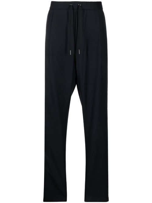 Drawstring virgin wool track trousers - Blue