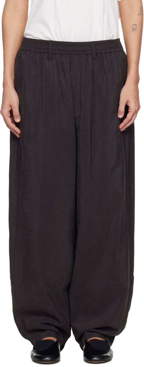 Brown Silk Nylon Track Trousers