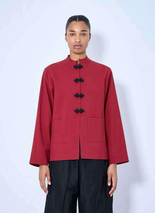 Pankou Closure Jacket - Woman Jackets Red Fr