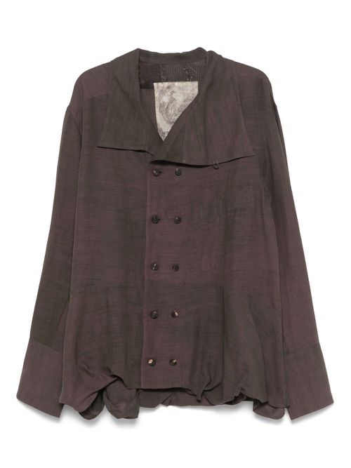 Ziggy Chen double-breasted high-neck shirt jacket - Brown