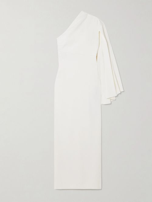 Elisa One-sleeve Crepe Gown - White
