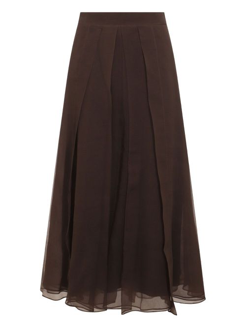 Silk midi skirt - Brown