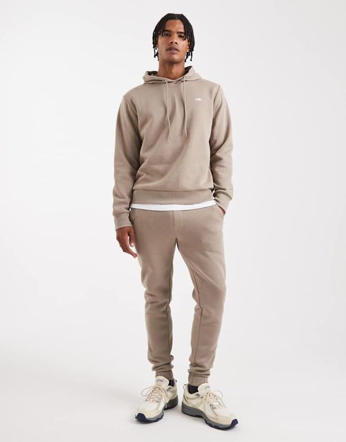 Slim sweatpants with logo in beige-Neutral