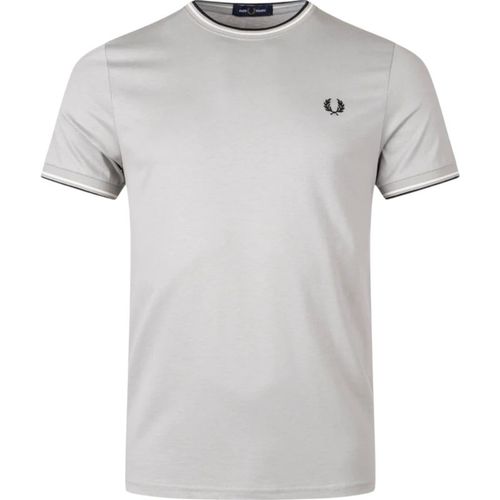 Fred Perry Mens Twin Tipped T-Shirt In LimeStone Grey - Light Grey Cotton