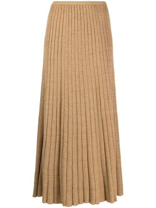 Pleated knit midi skirt - Neutrals