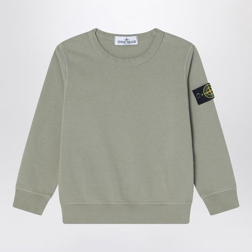 Moss-coloured crew neck sweatshirt in cotton