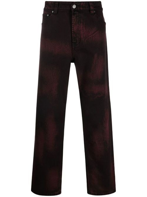 High-rise straight-leg jeans - Red