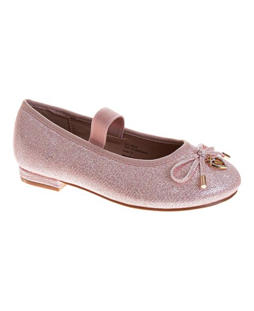Little Girls Dress Shoes Elegant Glitter Finish Classic Formal - Pink