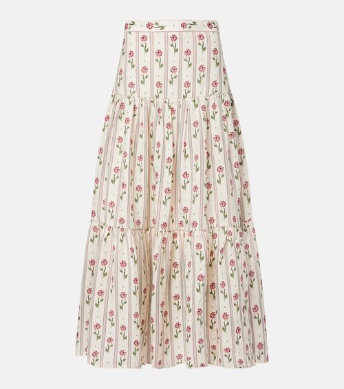 Bergamota floral linen maxi skirt