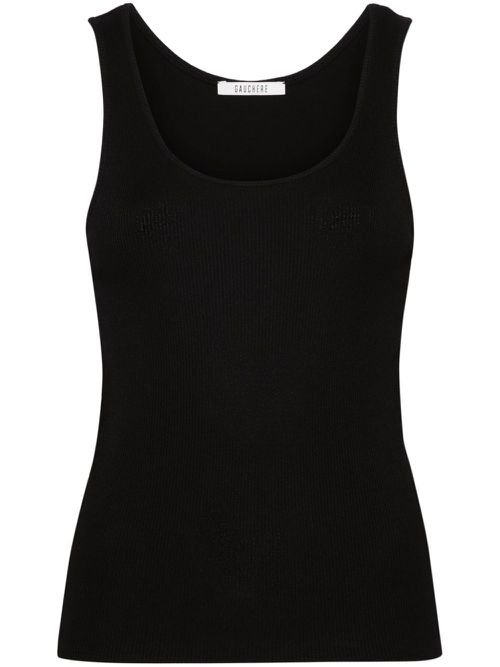 Fine-ribbed tank top - Black