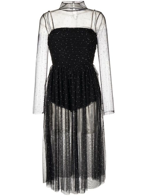 Alyssa sheer midi dress - Black