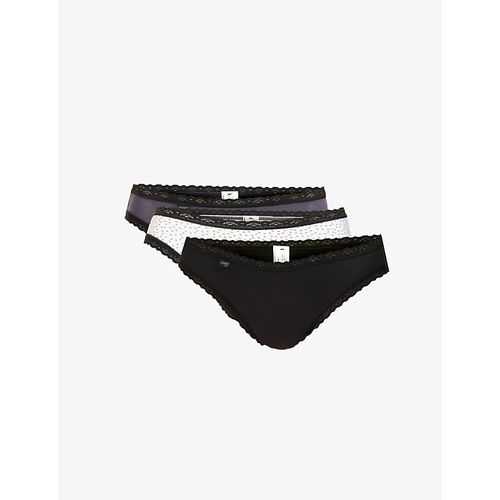 Womens Black Combination 7 Weekend Mid-rise Stretch-cotton Briefs Pack of Three