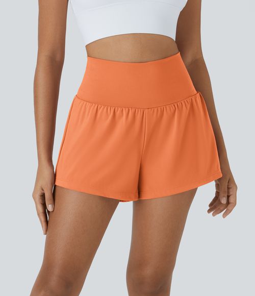 SoftlyZero™ Airy Super High Waisted Cool Touch Yoga Shorts with Pockets Gym Short - Dusty Orange