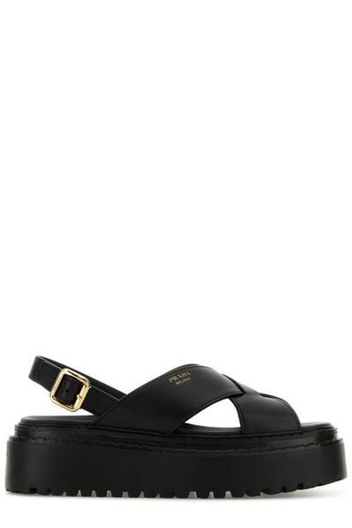 【PRADA】クロスオーバー ディテール スリングバック サンダル Prada | プラダ クロスオーバー ストラップ ディテール スリング