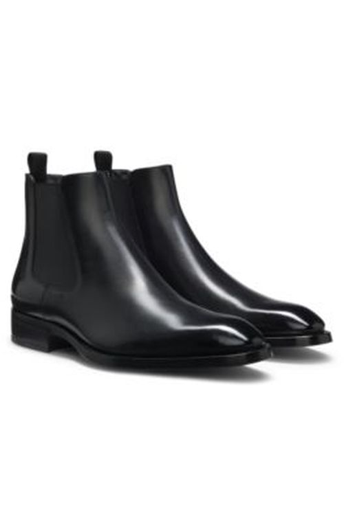 BOSS Elasticated-panel Chelsea boots in leather - Black Men's Boot